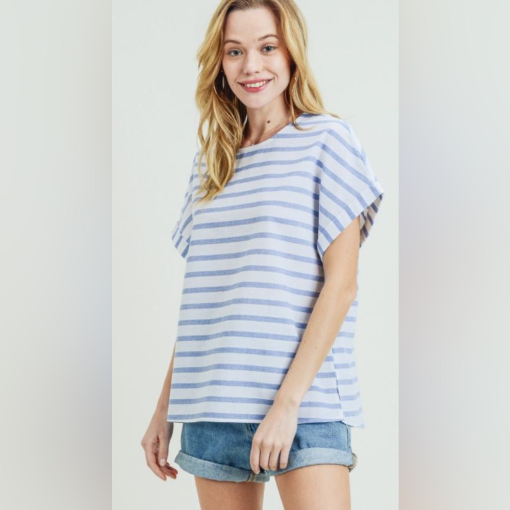 COTTON BLEU - Blue and White Striped Top